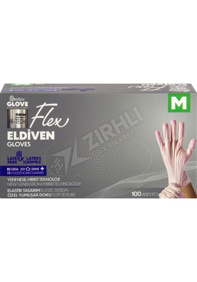 2 Adet Flex Pudrasız Eldiven M Boy 100'lü Krem