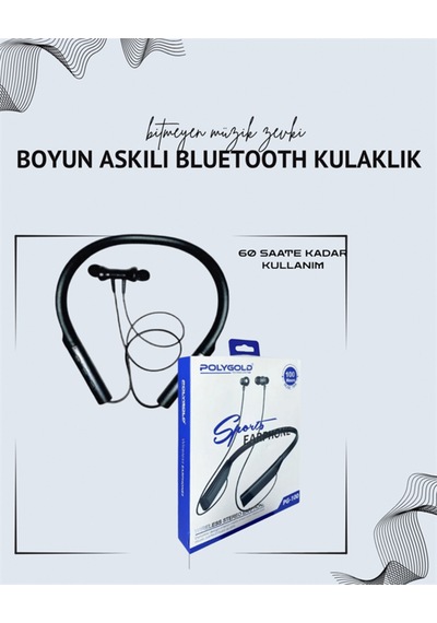 Polygold Pg-100 Boyun Askılı Kablosuz Kulaklık 200 Saat Bekleme Süresi, Stereo Ses, Mikrofonlu - L