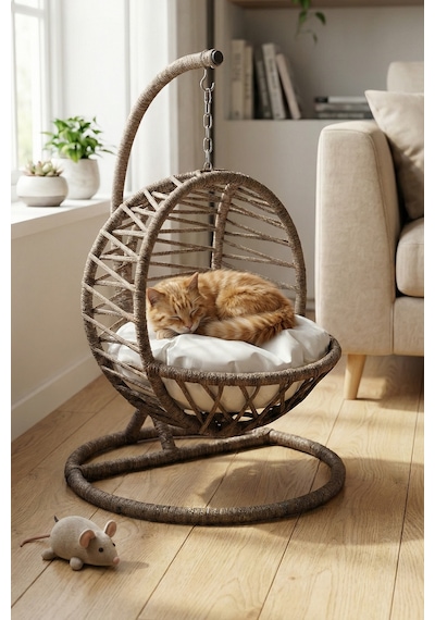 Reyo Pet Lüxperi Kedi Salıncağı & Kedi Yatağı & Kafesi 38x45x65 Cm Kahve