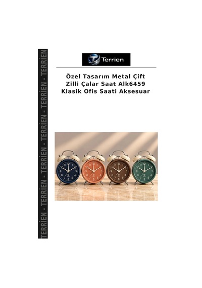 Özel Tasarım Metal Çift Zilli Çalar Saat Alk6459 Klasik Ofis Saati Aksesuar Çok Renkli