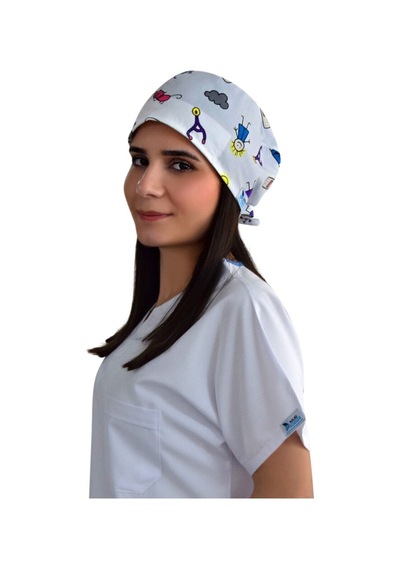 Yarabandı Temalı Cerrahi Doktor Hemşire Hastane Bonesi Çok Renkli Çok Renkli