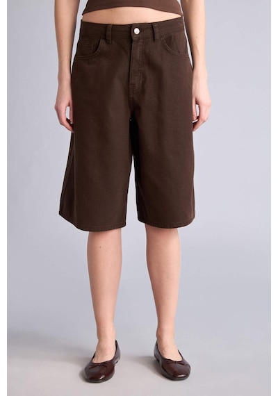Defacto Normal Bel Kısa Paça Gabardin Bermuda F3133ax26smbn614 Kahve-bn614