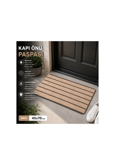 Delta Cc005a Kaymaz Taban Bej Desenli Nem Alıcı Toz Alıcı Kapı Önü Paspası Uv Dayanıklı 45x70