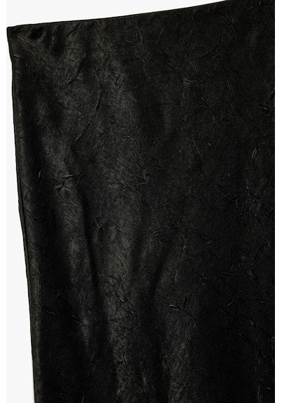 Koton Balık Form Slim Fit Dokulu Saten Midi Etek Siyah 7wak70008pw