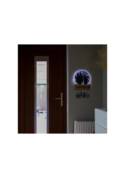 Işıklı Pleksi Dolunay Kişiselleştirilebilir Dekoratif Biblo Family 4 Kişilik Aile Anahtar Askılığı Gri - 740034972