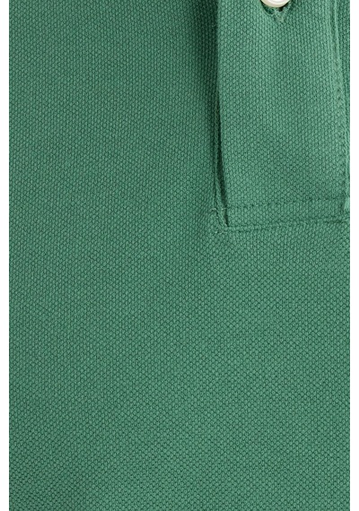 Tudors Erkek Slim Fit Dar Kesim Pamuklu Yumuşak Dokulu Serin Tutan Kumaş Düz Pike Yeşil Polo Yaka Tişört-33703 Yeşil