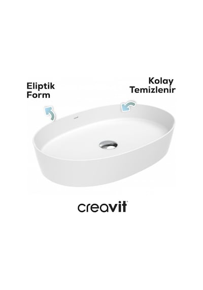 Creavit Loop Oval Çanak Lavabo 40x60 Cm Beyaz Lp160-00cb00e-0000
