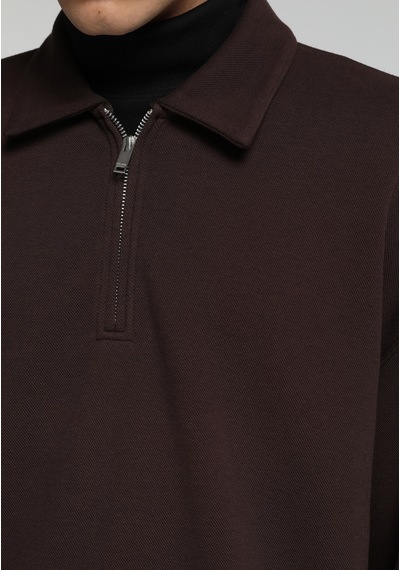 Colin's Colins Relaxed Fit Polo Yaka Düz Erkek Kahverengi Sweatshirt Cl1082016 Q1.v2 Brw