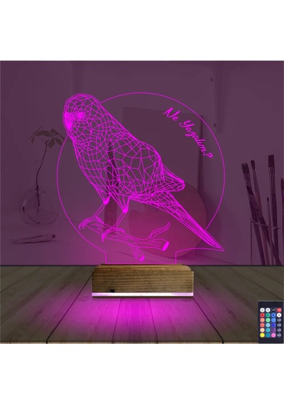 Luvivia Mubbet Kuşu Kuş Kişiye Özel 3d Lamba - Masa Gece Lambası Şeffaf
