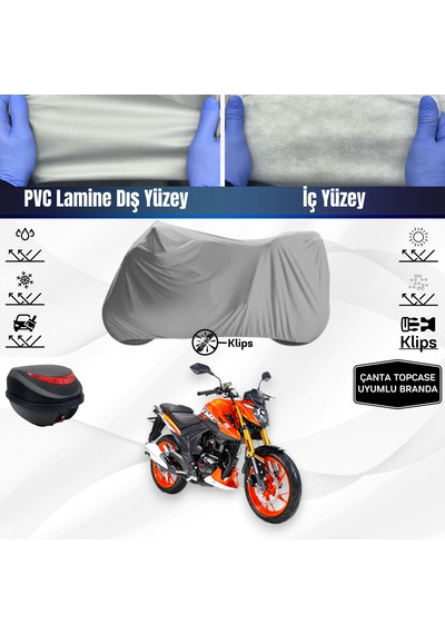 Rks Tnt 202 Motosiklet Brandası Arka Çanta Topcase Uyumlu Motor Branda