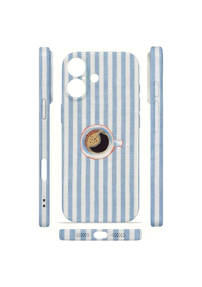 Apple iPhone Uyumlu 17 Vorian İnce Kamera Korumalı Mika Kılıf Morning Coffee Stripe Morning Coffee Stripe Mika