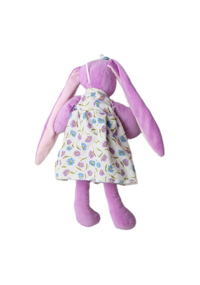 İthal Kumaş Uzun Kulaklı Renkli Kıyafetli Sevimli Tavşan Peluş Oyuncak Uyku & Oyun Arkadaşı 30 Cm. Lila