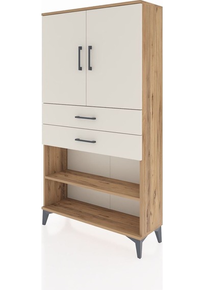 Arges Dolap 3 Raflı 2 Çekmeceli 2 Kapaklı 88x30x163 Çam-aytaşı Çam