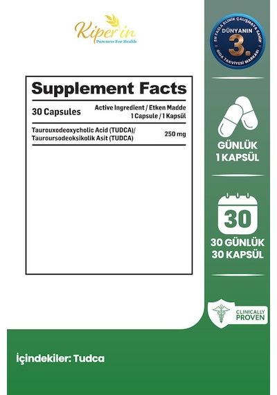 Kiperin TUDCA 250mg | Safra Desteği | 30 Kapsül