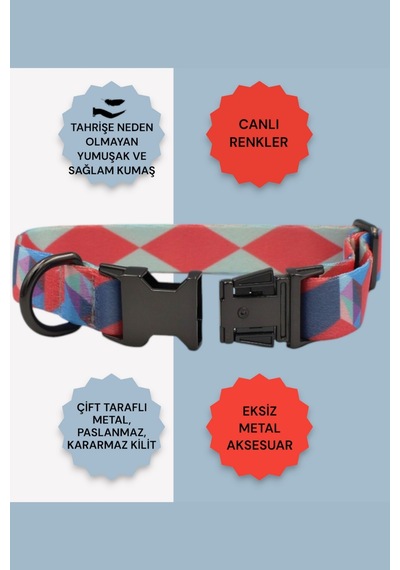 Caramelos İsimli Köpek Tasması, Köpek Künyesi, Köpek İsimlik 220 Pembe & Mavi