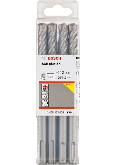 Bosch SDS-Plus 5X 12x160 mm Kırıcı Delici Matkap Ucu - 10'lu Paket - 2608833905