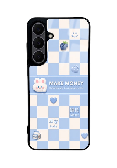 Samsung Uyumlu  S25 Fe Blue Make Money Tasarımlı Glossy Telefon Kılıfı Mavi