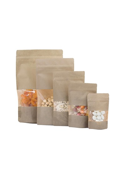 Pencereli Kraft Doypack 20X30 Cm - 100 Adet