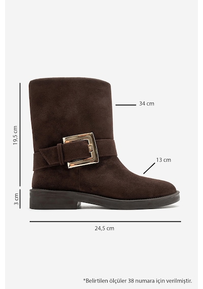 Luvi Shoes Davıe Kahverengi Süet Tokalı Kadın Bot