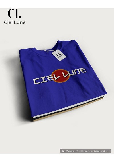 Nevermınd Unisex Optic Line Ciel Lune - Oversize Tişört Mavi Mavi