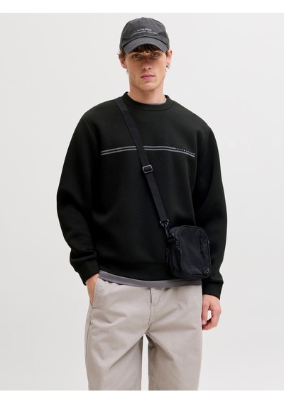Jack & Jones Jcofusion Scuba Crew Neck Sn Erkek Sweatshirt-33804 Siyah