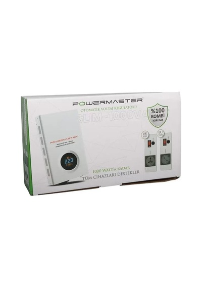 Hubrendy Sh Powermaster Slım-1000 Otomatik 1000va Kombi Voltaj Regülatörü İngiliz Fişli Ve Evrensel