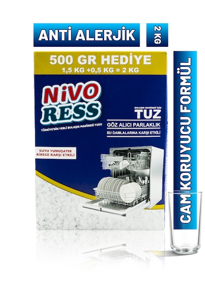 Nivoress Fosfatsız k Bulaşık Makinesi Tuzu 2 Kg