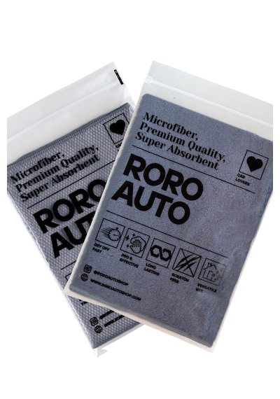 Roro Auto Mikrofiber Araç Kurulama Havlusu (50X70) & Cam Bezi (50X70) Araç Yıkama Seti