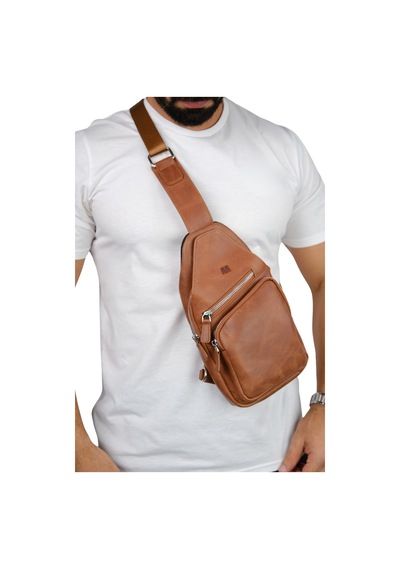 Mft Leather Hakiki Deri Unisex Çapraz Çanta Baggy 6981 Tiguan Taba