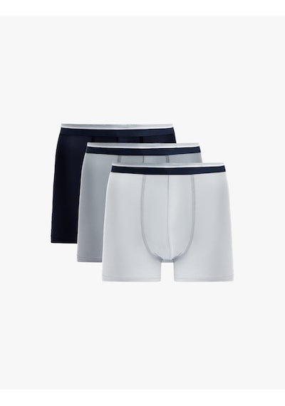 Koton Şerit Detaylı Pamuklu 3'lü Boxer Seti Lacivert 6slm90041mk