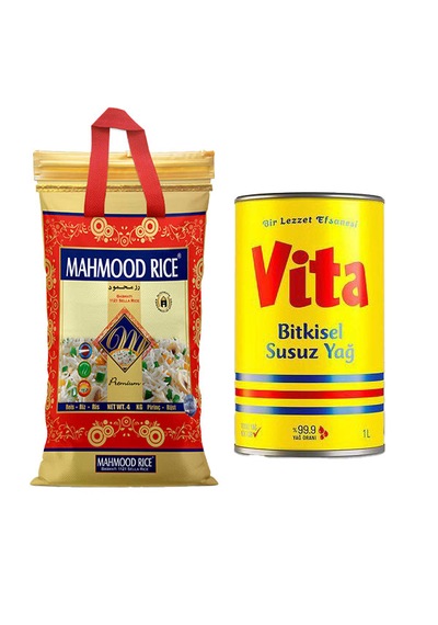 Mahmood Rice 1121 Basmati Pirinç 4 KG + Vita Bitkisel Susuz Yağ 1 L