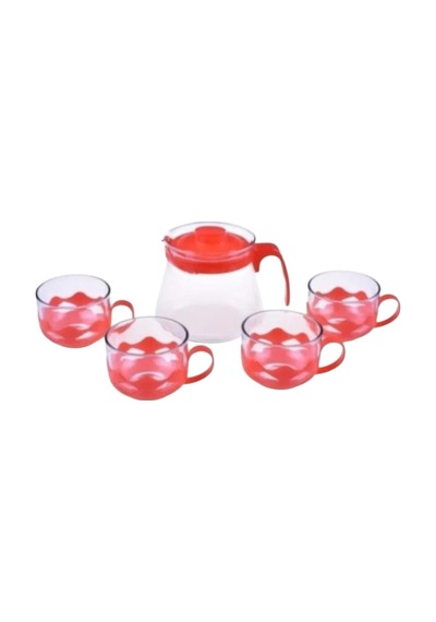Kırmızı Guardo 5 Parça Çay Seti 600 Ml Mavi