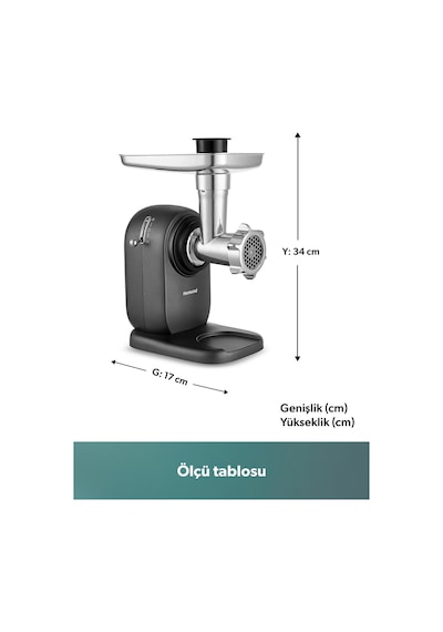 Homend Meatbox 3101H 1200 W Paslanmaz Çelik Kıyma Makinesi