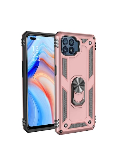 Oppo Reno 4 Lite Kılıf Zore Vega Yüzük Standlı Zırh Kılıf