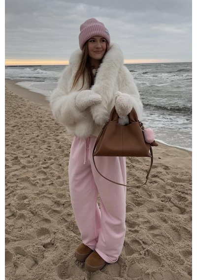 Madmext Pembe Bol Paça Kadın Eşofman Altı Mg2279 Pembe
