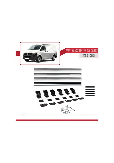 Volkswagen T5 Transporter 2003-2015 Arası İle Uyumlu Basıc Model Ara Atkı Tavan Barı Gri 3 Adet