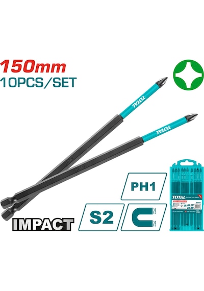 Total 150mm Darbeli Ph1 Bits Ucu Seti - Tacım16ph163