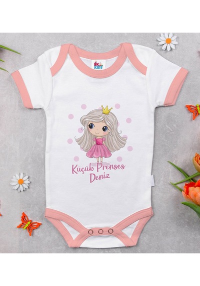 Bk Gift Bk Kids Kişiye Özel Pembe Bebek Body Zıbın - Model 145