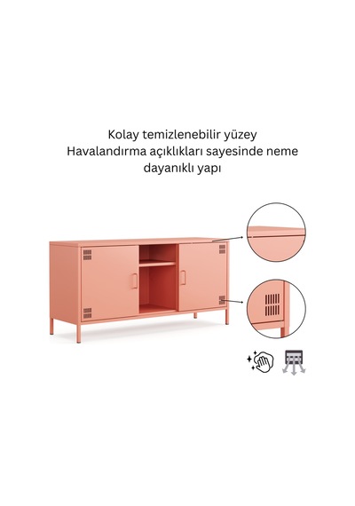 Tv Ünitesi, Tv Dolabı,2 Kapaklı, Açık Raflı 130,50 X 40 X 64,50 Cm Ral 3022 Somon Tv Ünitesi, Tv Dolabı,2 Kapaklı, Açık Raflı 130,50 X 40 X 64,50 Cm Ral 3022 Somon