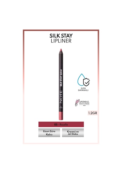 Note Cosmetics Silk Stay Lipliner Suya Dayanıklı İpeksi Dudak Kalemi - 05 Roselle - Pembe