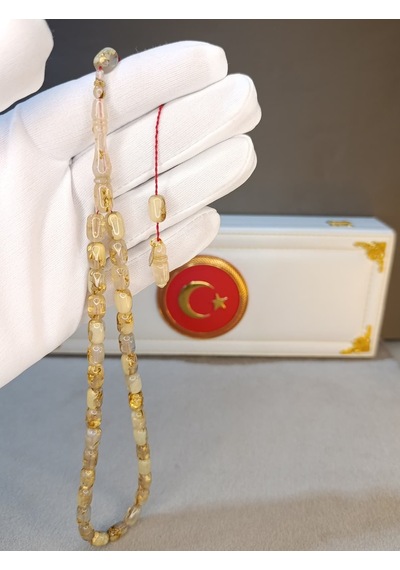 Altın Varaklı Uçak Camı Tesbih