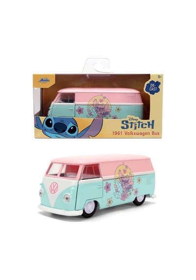 Jada 1:32 Disney Stitch Angel 1961 Volkswagen Bus Model Araba Çok Renkli