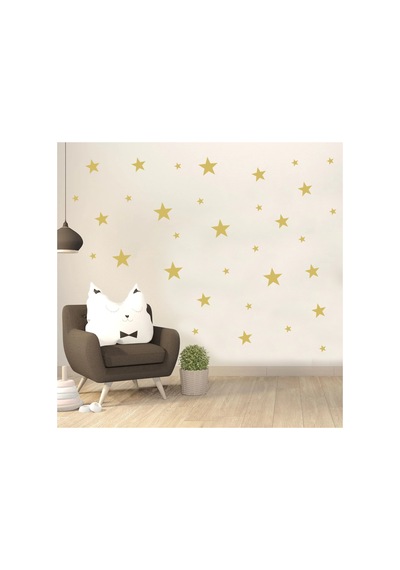 Yıldız Duvar Sticker - 2,5 - 5 - 7,5 - 10cm Karışık Ebatlarda - 155 Adet Altın
