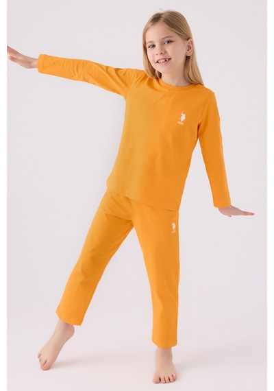 U.s. Polo Assn Kız Çocuk Turuncu Pijama Takımı Turuncu