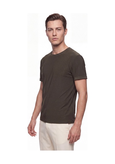 Efor Comfort Fit Pamuklu Bisiklet Yaka Haki Tişört Ts 929