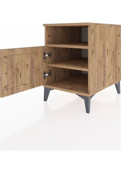 Kronos Komodin 2 Raflı Tek Kapaklı 44x59x64 Çam-çam Çam