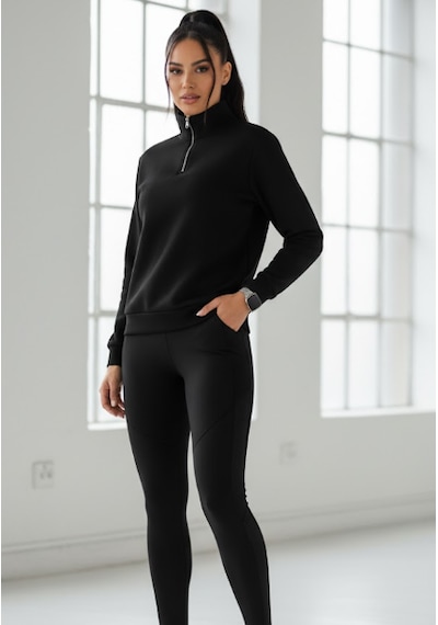 Unisex Relax Fit Rahat Kesim I 2 İplik Şardonlu Kumaştan Siyah