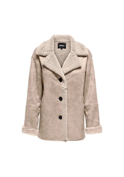 Only Kadın Yakası Ve İçi Kürklü Süet Mont 15322037 Taş Taş