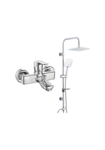 Eca Luna Banyo Bataryası+T-May Banyo Çamlıca Kare Tepe Duş Takımı Seti Paslanmaz Krom Diğer
