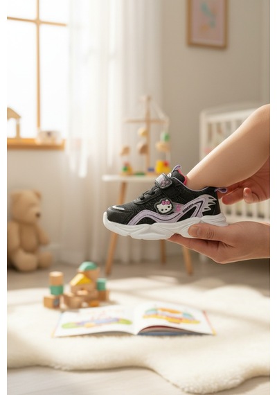 Enoch Hello Kitty Karakter Figürlü Ve Kanat Detaylı Kız Çocuk Spor Ayakkabı Siyah - Fuşya Enoch Hello Kitty Karakter Figürlü Ve Kanat Detaylı Kız Çocuk Spor Ayakkabı Siyah - Fuşya
